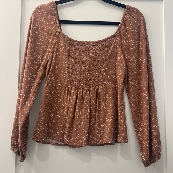 Pink long sleeve top with white polka dot details - Picture 2 of 5